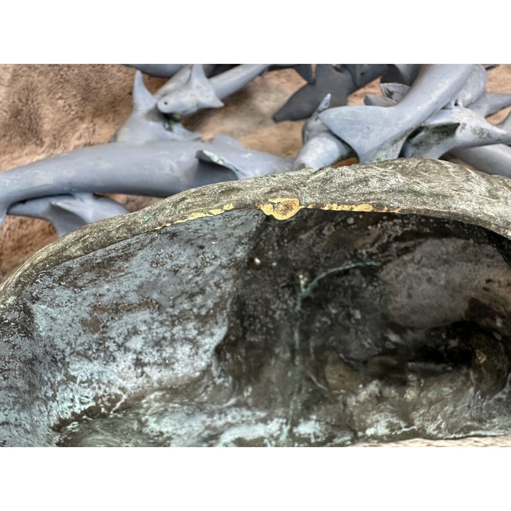 Large Bronze Dolphin Sculpture on Wave Base – Heavy 15.4 lb Art‎ Decor - Picture 14 of 14